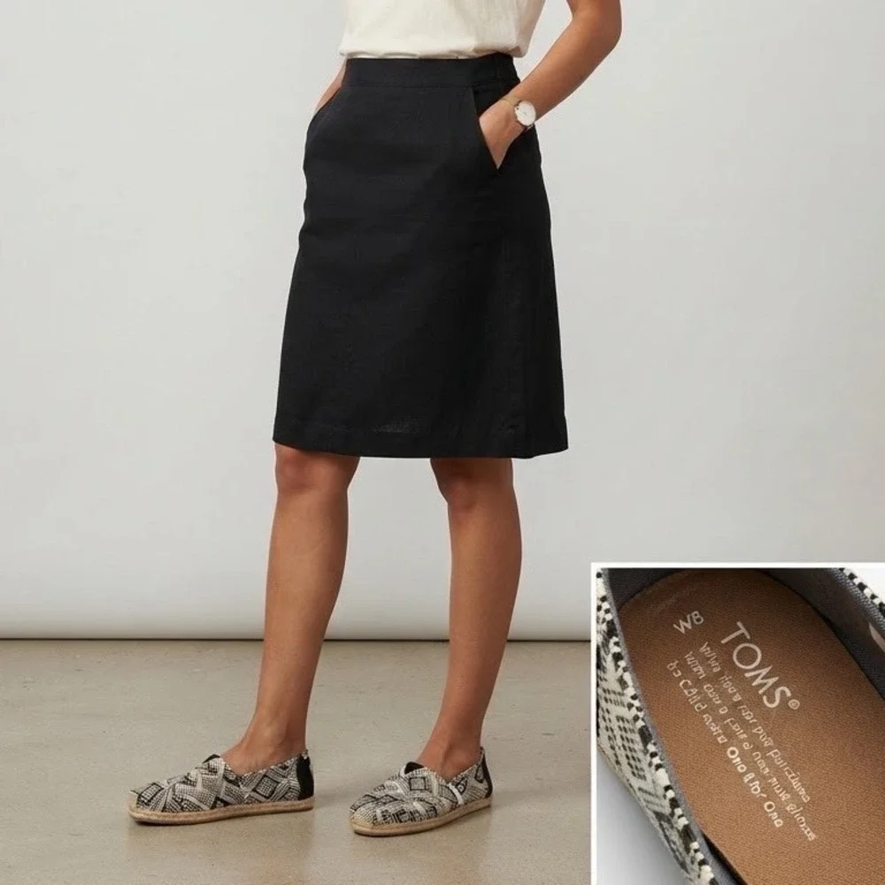 TOMS Womens Alpargata Woven Geometric Espadrille Flats Black White Size 8